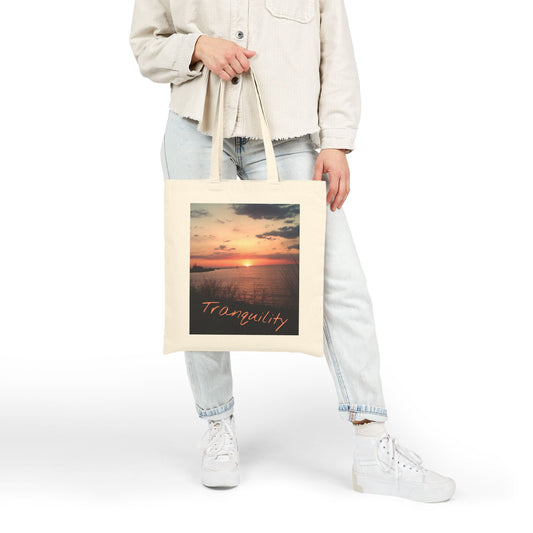 Tranquility Lake Erie Sunset Canvas Tote Bag