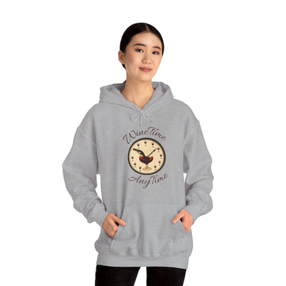 Wine Lover's Unisex Hoodie, Wine Time Anytime, Cozy Sweatshirt for Wine Lovers, Perfect Gift for Birthdays, Fall Fashion, and Everyday Comfort