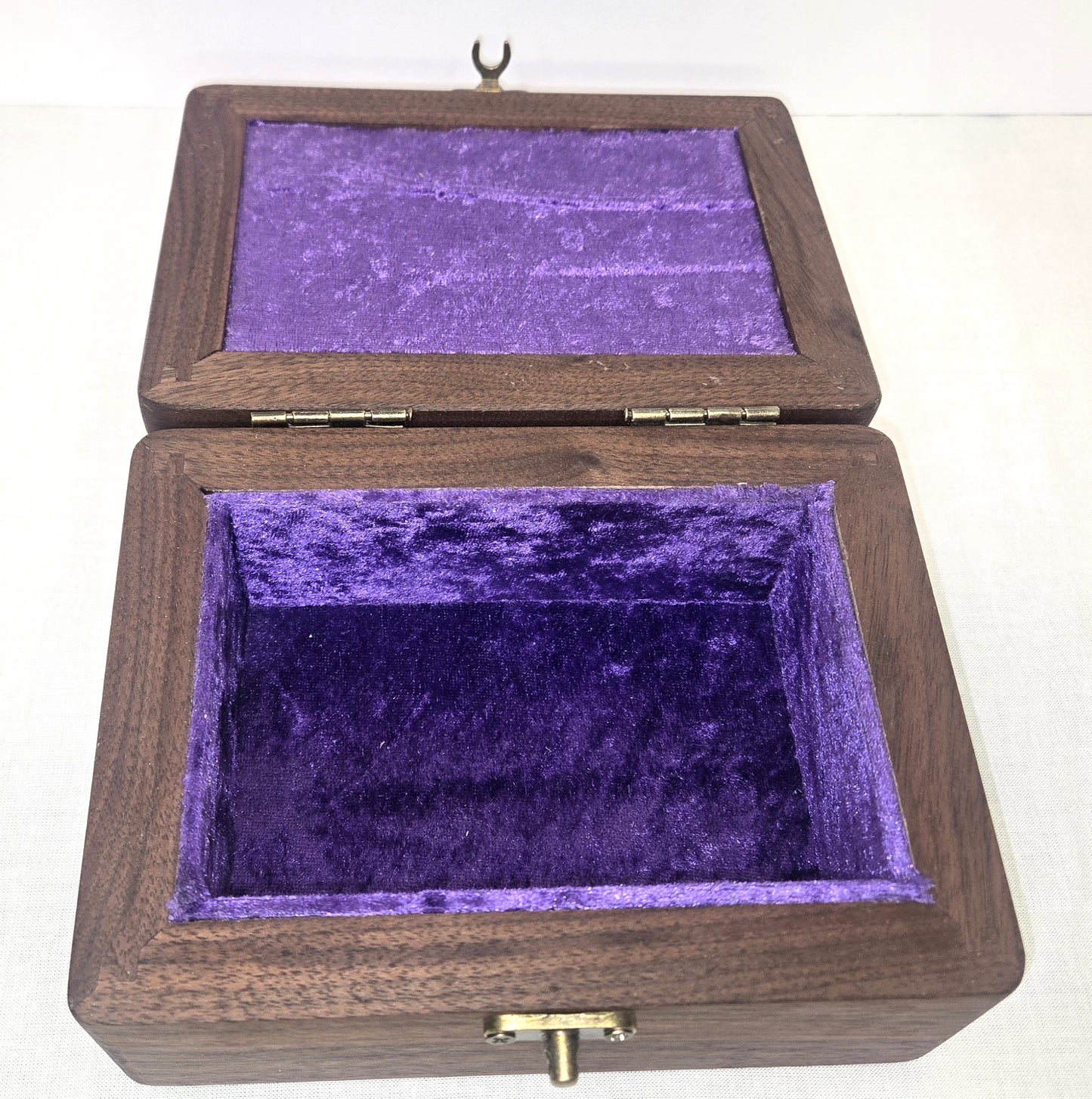 Handmade Walnut Wooden Keepsake Box with Silver Praying Angels Epoxy Inlay