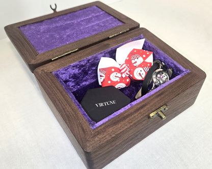 Handmade Walnut Wooden Keepsake Box with Silver Praying Angels Epoxy Inlay