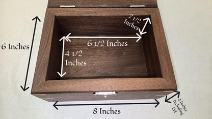 Keepsake Box Handmade Walnut Wooden Keepsake Box with Black Horse Epoxy Inlay