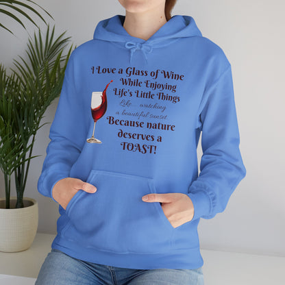 Wine Lover's Unisex Hoodie, Watching a Sunset, Cozy Sweatshirt for Wine Lovers, Perfect Gift for Birthdays, Fall Fashion, and Everyday Comfort