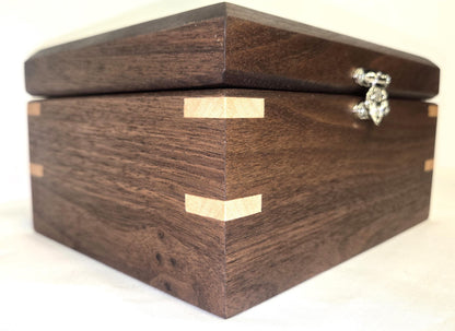 Keepsake Box Handmade Walnut Wooden Keepsake Box with Black Horse Epoxy Inlay