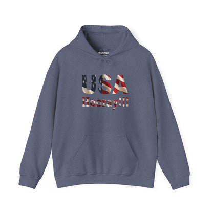 USA Hooray Hoodie – Patriotic American Flag Colors - Perfect for 4th of July & Everyday Pride Sweatshirt