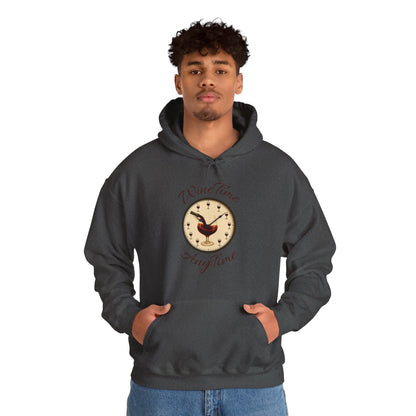 Wine Lover's Unisex Hoodie, Wine Time Anytime, Cozy Sweatshirt for Wine Lovers, Perfect Gift for Birthdays, Fall Fashion, and Everyday Comfort