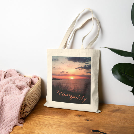 Tranquility Lake Erie Sunset Canvas Tote Bag