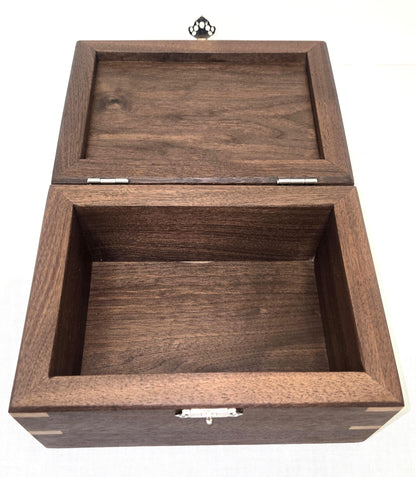 Keepsake Box Handmade Walnut Wooden Keepsake Box with Black Horse Epoxy Inlay