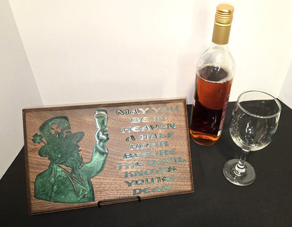 Sign with Leprechaun Irish Toast Inlay Perfect Home Decor House Warming Gift